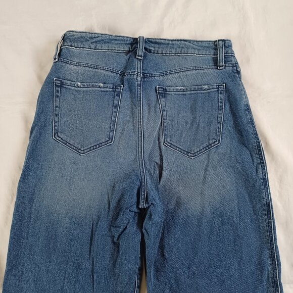 Old Navy Jeans Highrise Wide Leg Ankle Length Medium Wash Raw Hem Size 10T - Picture 5 of 11